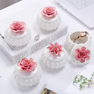 Decorative Pumpkin <strong>Ceramic</strong> <strong>Jewelry</strong> Keepsake <strong>Box</strong> with 3D Flower Lid - Product Image 5