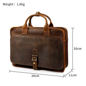 ヴィンテージ クレイジーホースレザー クロスボディ ラップトップバッグ メンズ ビジネス 本革 オフィス ハンドバッグ ブリーフケース 弁護士 ワークバッグ - Product Image 2