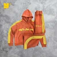 Streetwear surdimensionné personnalisé Ensemble sweat à capuche et pantalon de survêtement à rayures et délavés au soleil Survêtement pour hommes