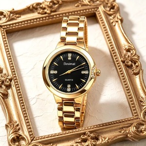 Reloj para Mujer con Incrustaciones de Diamantes de Imitación, Reloj de Cuarzo con Esfera Redonda, Caja de Aleación, Correa, Regalo Casual Diario, Reloj de Pulsera - Product Image 2
