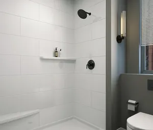 12 "* 24" 光滑预制酒店和公寓浴室浴缸环绕浴室白色养殖大理石墙壁淋浴面板