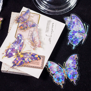 DAMAI Wholesale Dream Dance Sticker Pack Sky Mirror Vintage Butterfly PET 3D Laser Gold Stickers for Journal DIY <b>Scrapbooking</b> - Product Image 3