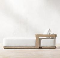 Chaise longue d'extérieur en bois massif résistant aux intempéries et imperméable pour jardin, villa, hôtel, terrasse, piscine, mobilier de loisirs extérieur
