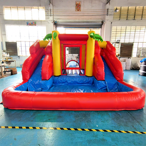 Commercial kids bounce house combo bouncy castle tropical palm <b>inflatable</b> <b>water</b> <b>slide</b> with pool - Product Image 1