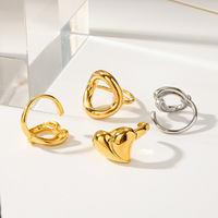 Bague ouverte Gaovo pour femme, personnalisée, polyvalente, géométrique, creuse, en acier inoxydable plaqué or 18 carats, simple et minimaliste