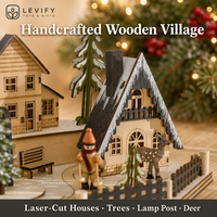 Calendrier de l'Avent en Bois 2026 – Scène de Village avec 24 Jours de Compte à Rebours, Lumières LED et Musique – Décoration de Noël et Coffret Cadeau pour la Maison