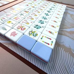 160Pcs American-style Mahjong Set Sea Breeze Blue Hand-painted Foldable Acrylic Tiles 4-Player Modern Luxurious <b>Entertainment</b> - Product Image 4