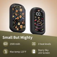 Chauffe-mains magnétique rechargeable 5000 mAh, 1 paire, 3 réglages de chaleur, écran ciel étoilé animé