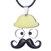 Collar con Colgante de Barba y Sombrero de Acero Inoxidable ZRM Fashion, Collar con Colgante de Bigote para Hombre y Mujer, Joyería