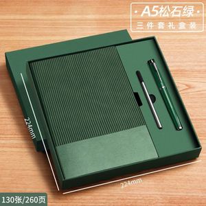 Carnet de notes en cuir gris avec logo de marque promotionnel, couverture rigide, coffret cadeau, journal de luxe, stylo, boîte USB, étui assorti - Product Image 4