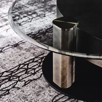Ensemble de table basse en acier inoxydable, style italien, avec verre trempé, combinaison