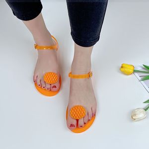 Sandales de plage en PVC pour femmes, motif citron, avec semelle souple antidérapante, à bout ouvert, style tongs en gelée pour femme - Product Image 3