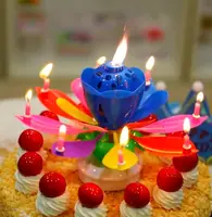 Huaming rauch lose bunte rotierende Lotus form Geburtstags kerze Kinder Party Kuchen Kerzen Blumen musik Geburtstags kerzen
