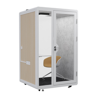 Cabine de bureau acoustique en panneaux de bois traditionnels, insonorisée, pour une réunion téléphonique en intérieur et un travail silencieux