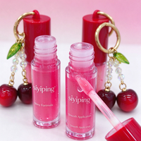 SIYIPING Ensemble de gloss à lèvres minéral et imperméable, design pendentif cerise mignon, hydratant, brillant, portable, longue tenue, maquillage éclatant