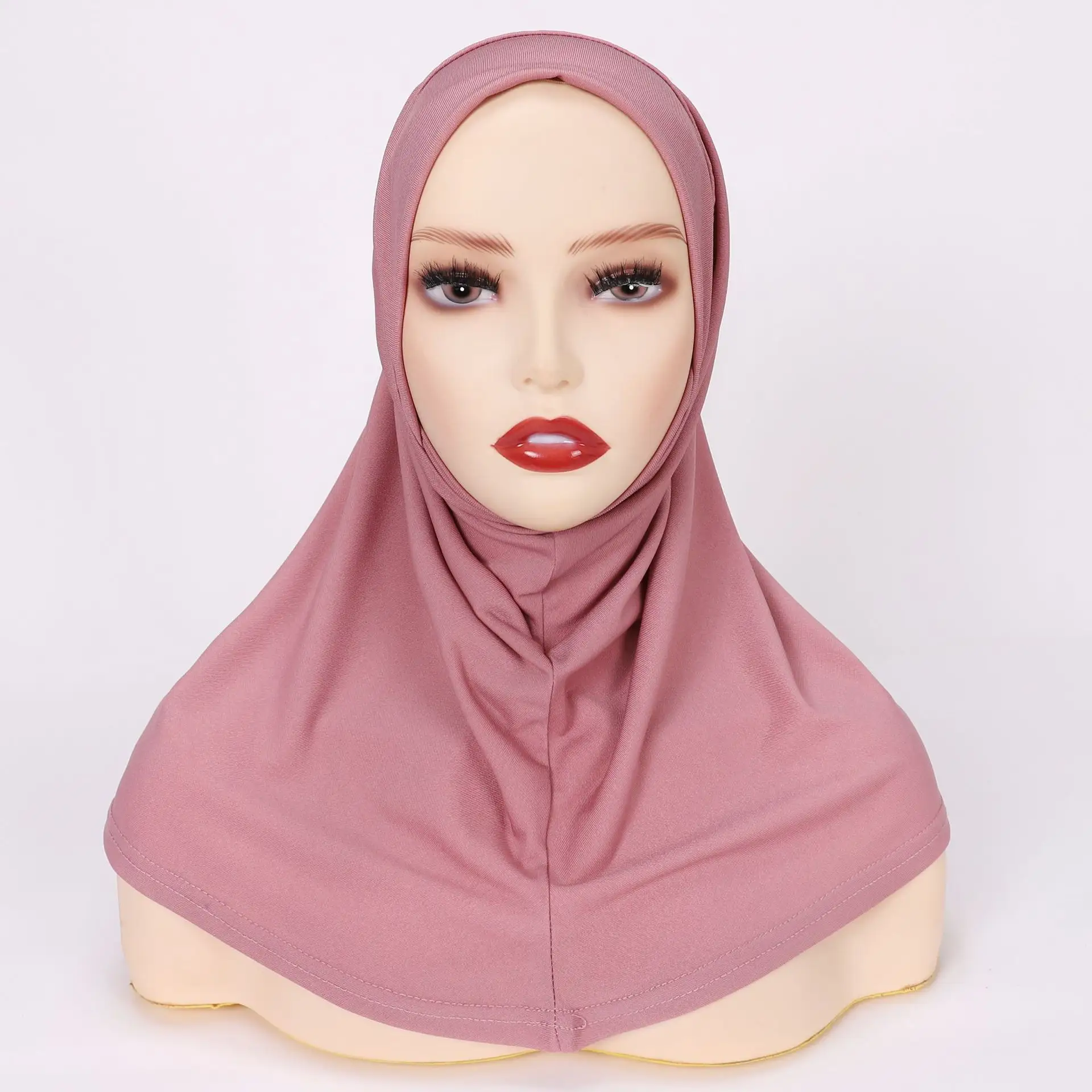 New Fashion Frauen Islamic Soft Fabric Stretch Kopftuch mit Tube Instant Bonnet Muslim Ladies Hijab Schal