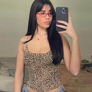 Channel Trendy Summer Spaghetti Strap Slim Fit Y2K Cheetah <strong>Leopard</strong> <strong>Print</strong> Cropped <strong>Cami</strong> <strong>Tops</strong> for Women - Product Image 6