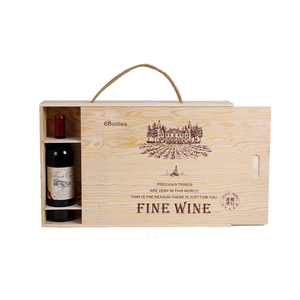 Pas cher Naturel Inachevé 6 fentes Bois Bouteille De Vin Cadeau PackagingBox Impression Personnalisée Boîte de Bouteille de Vin En Bois