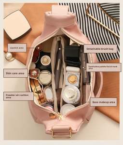 New Design Portable Zipper Storage <b>Handbag</b> PU Waterproof Makeup Organizer Pouch Bag <b>Travel</b> Cosmetics Toiletry Pouch Bag - Product Image 2