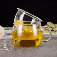 Tasse à thé en verre Tasse à thé en verre Kits de tasses à café Tasse en verre transparent avec couvercle Filtre infuseur et couvercle pour les amateurs de thé