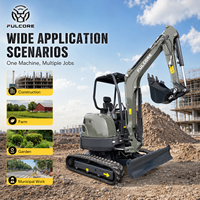 Mini-excavatrice FULCORE haute performance avec soupape de précision pour le travail de nivellement fin, sans cabine