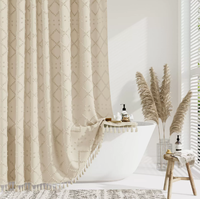 Rideau de douche en tissu polyester à découpes ondulées, best-seller, avec 12 crochets