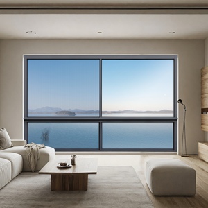 Ventanas correderas horizontales de aluminio 4SG de estilo moderno, aislamiento térmico NFRC y vidrio resistente a los impactos de huracanes para días tormentosos - Product Image 1