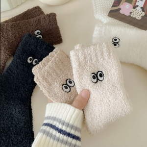 <strong>Wholesale</strong> Cute Thickened Embroidered logo Women <strong>Fuzzy</strong> Fluffy Warm <strong>Socks</strong> - Product Image 1