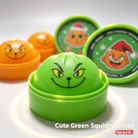 Jouet Squishy Monstre Vert de Noël, Balle à pincer scintillante à remontée lente, Jouet sensoriel anti-stress, Cadeaux