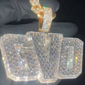 Vvs Moissanite kolye özel kolye kolye logo adı mektup buzlu Out zincir ve Peddant <span class=keywords><strong>Charm</strong></span> - Product Image 4