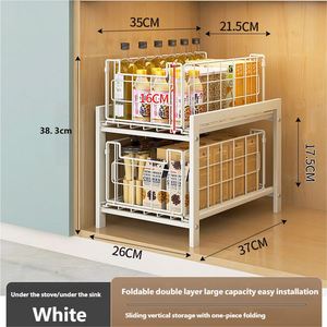 Cabinet Folding Metal <b>Storage</b> Basket Cutlery Room Desktop Kitchen Spice Food Miscellaneous <b>Storage</b> Basket - Product Image 6