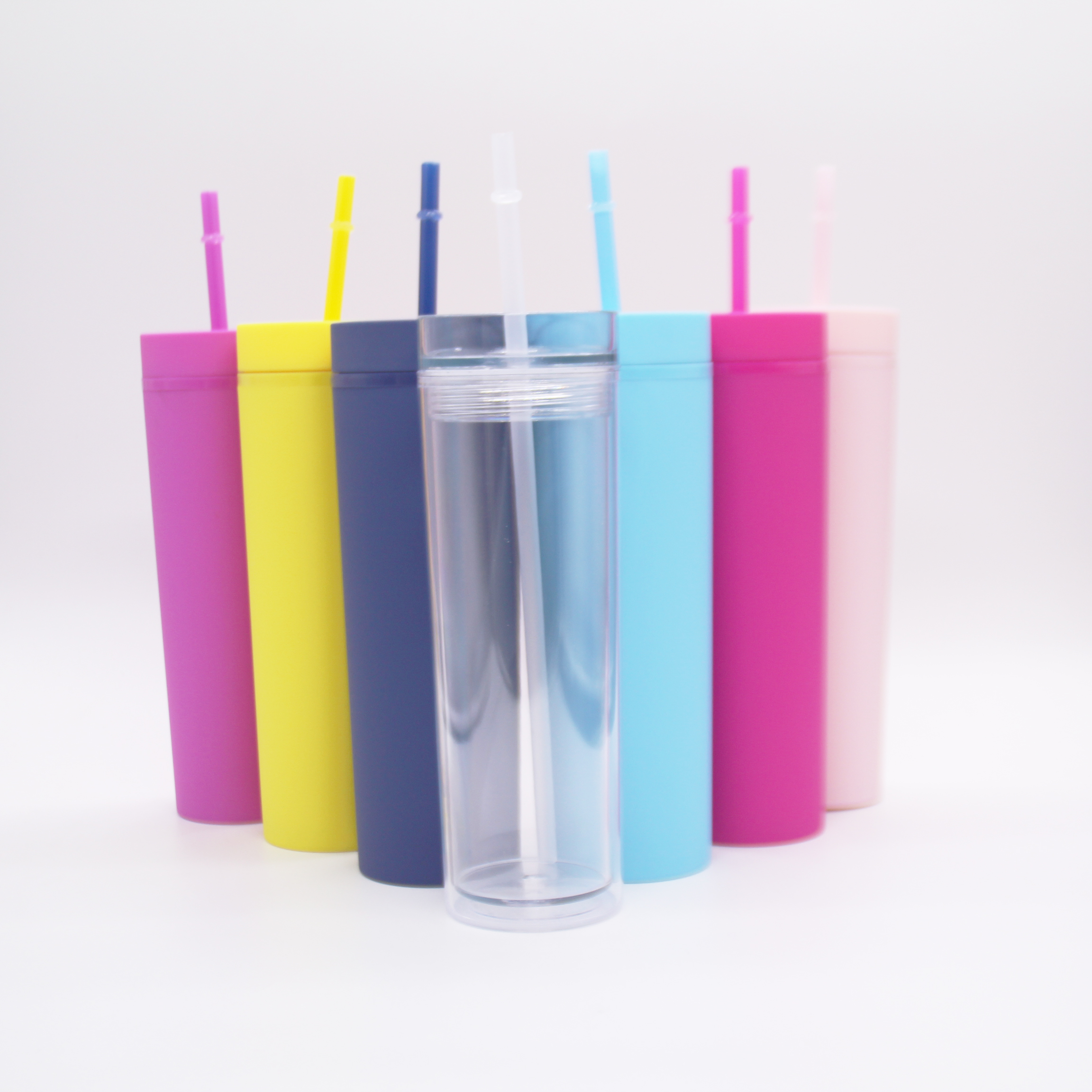 Пластиковый Акриловый стакан с двойными стенками, 480 мл, различные цвета, с крышкой