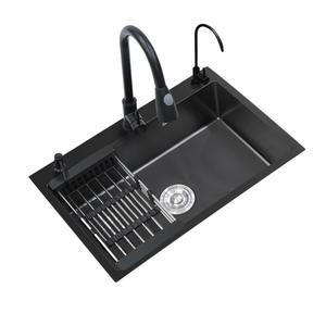 Fregadero de Cocina Grande Hecho a Mano, de Acero Inoxidable Nano 304, Redondo, Bajo Encimera, con Dos Orificios - Product Image 2