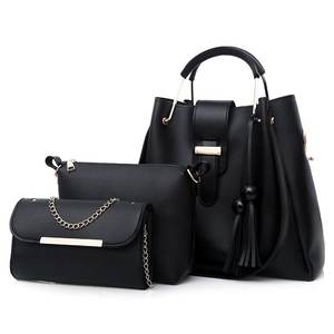 Ensemble de 3 sacs fourre-tout à pompons pour femme, sac à bandoulière grande capacité, élégant, de luxe, en cuir PU, pour soirée et bureau - Product Image 4