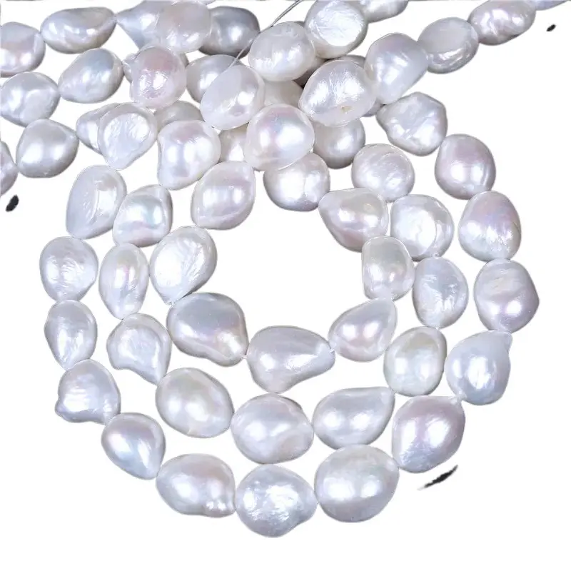 12-15 LARGE WHITE BAROQUE PEARL STRAND PEARL STRAND