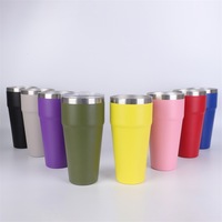 Ventes directes usine : Tasse à café isotherme en acier inoxydable de 20 et 30 oz, portable, avec couvercle, poignée et paille