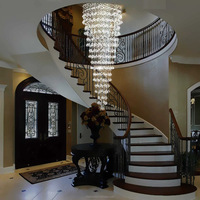 Lustre LED moderne de luxe en aluminium, réglable en hauteur, télécommandé, personnalisé, pour villa, avec cristaux supplémentaires