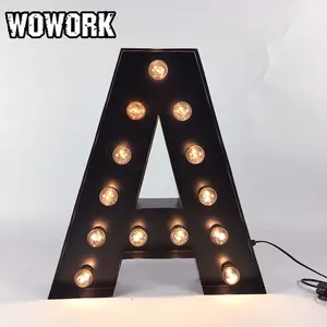 WOWORK lettere all'ingrosso di caratteri con lettere marquee nere per decorazioni per eventi di nozze per feste