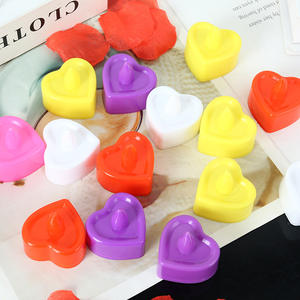 Forme de coeur LED chauffe-plat à piles 12h fausses bougies électriques décoration de la maison votive 3D <span class=keywords><strong>flamme</strong></span> anniversaire mariage - Product Image 3