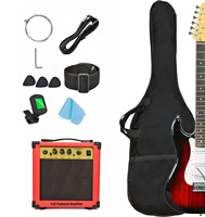 Gitar Elektrik Kayu Solid Mengkilap Bersertifikasi ST FCC 10 Watt Amplifier Kit Lengkap-Ramah Pemula Termasuk Tuner, Tas & Tali Gitar
