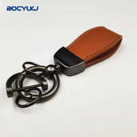 Porte-Clés de Voiture en Cuir Avec Logo Métallique pour BMW Mercedes VW Audi Toyota Volvo Hyundai Peugeot Ford, Anneau Anti-Perte et Accessoires