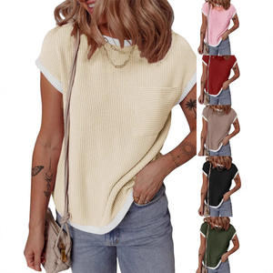 T-<span class=keywords><strong>shirt</strong></span> <span class=keywords><strong>long</strong></span> en toile ample à col rond et manches courtes torsadées, nouveau style été 2026 pour femmes européennes et américaines - Product Image 3
