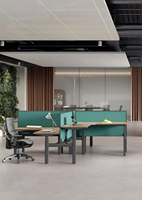 Meubles de bureau modernes, bureau debout électrique à double moteur, poste de travail réglable en hauteur pour 2 personnes avec plateau pour câbles