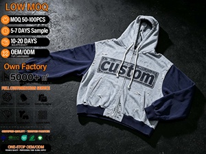 เสื้อฮู้ดผู้ชายแบบสั่งทำพิเศษ ผ้าฝ้าย 100% เฟรนช์เทอร์รี่ มีซิปด้านหน้า กระเป๋าเสื้อ แนวลำลอง สตรีทแวร์ ทรงโอเวอร์ไซส์ เหมาะสำหรับใส่ในฤดูใบไม้ร่วง - Product Image 1