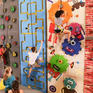 Pared de escalada grande profesional, accesorios de escalada en roca para niños, patio de recreo interior duradero para niños