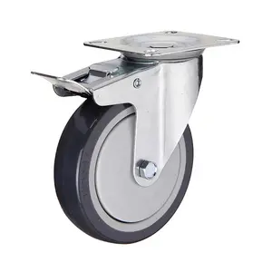 3 4 5 inch 100kg loading capacity PU polyurethane 100mm caster wheel swivel with brake wheels for trolleys