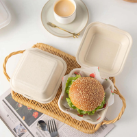 Boîte à lunch jetable pour restaurant Food Truck Cafe-Boîte à gâteau de canne à sucre Boîte à hamburger en bagasse Jetable écologique à emporter