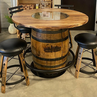 Table de bar haute ronde en bois avec pieds en métal, mobilier commercial pour cuisine, salle à manger, restaurant