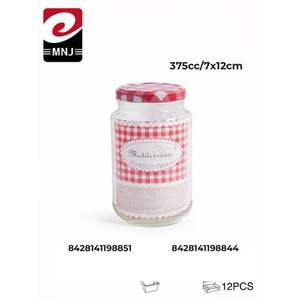 Botella de Vidrio Cilíndrica de 12U y 375cc con Tapa para Condimentos o Regalos - Product Image 1