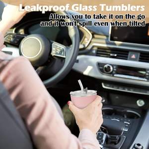 Offre Spéciale – Tasses à café en verre de 400 ml pour café glacé et lait, avec paille et couvercle, modèle Bamboo Festival - Product Image 4